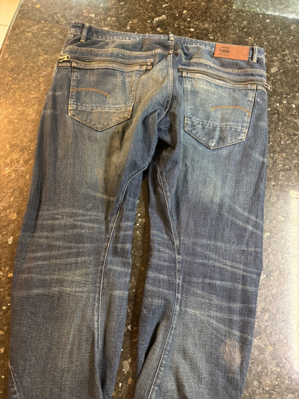 G-Star Raw Tobog 3D Slim Straight Blue Denim Jeans with Zip Pocket Detail
